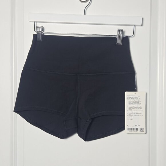 NWT Lululemon Align High-Rise Short 2" - 8 Black - Picture 3 of 8